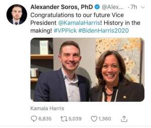 Alexander Soros Tweet Harris