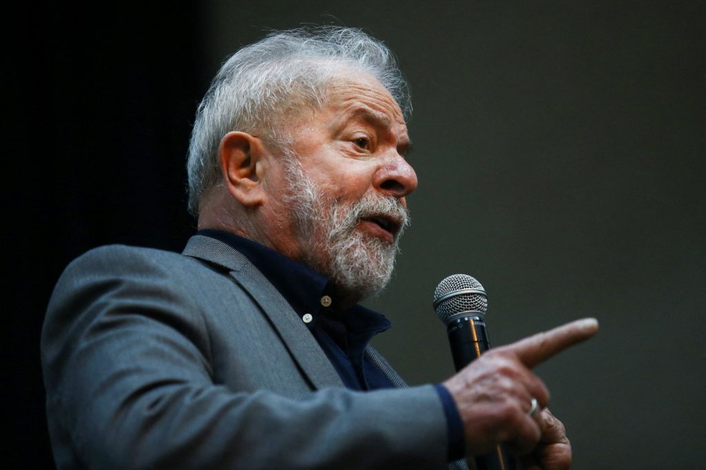 Former Brazil’s President Lula speaks in Sao Paulo