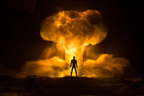 Nuclear,War,Concept.,Explosion,Of,Nuclear,Bomb.,Creative,Artwork,Decoration