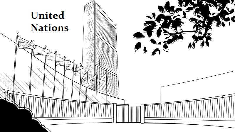 Vector,Drawing,Of,United,Nations,Headquarter,Building,In,New,York