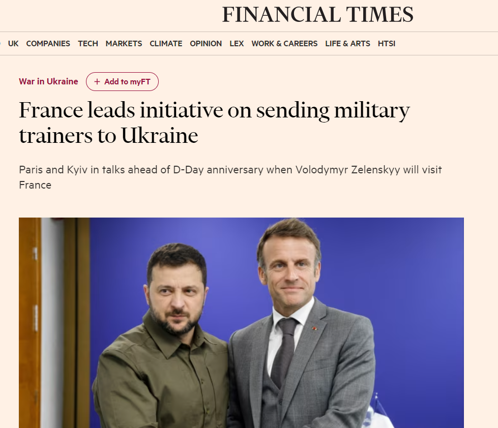 2024_06_01_Macron France_leads_initiative_on_sending_military_trainers_to_Ukraine