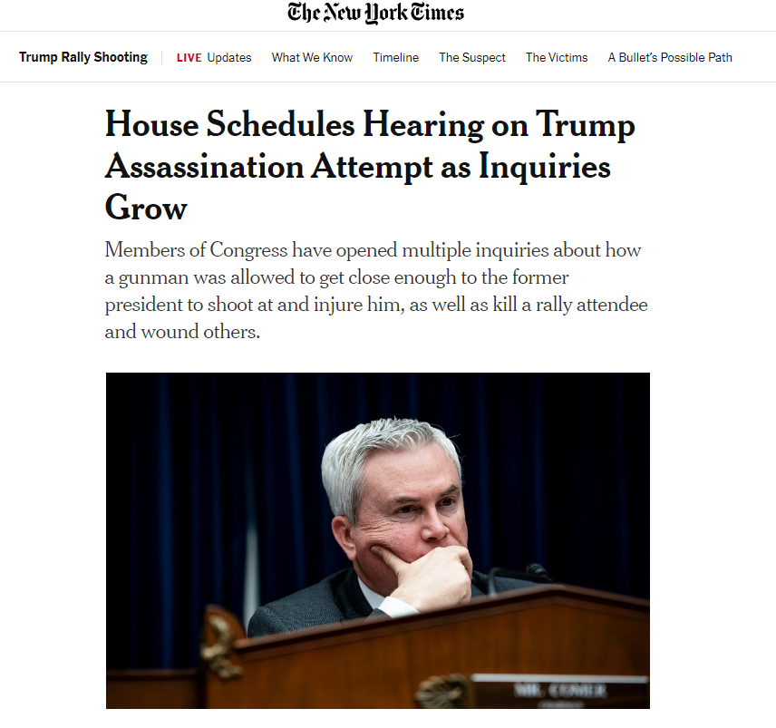 House_Schedules_Hearing_on_Trump_Assassination NYT