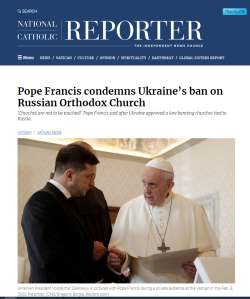 Pope Condemms Zelensky