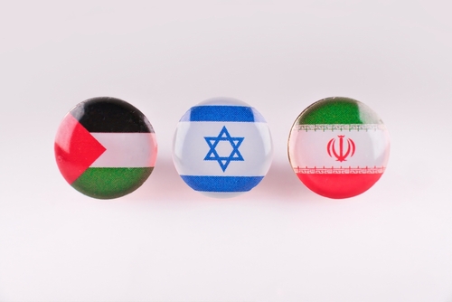 Detail,Of,Small,Flag,Circle,Pins,Of,Palestine,,Israel,And