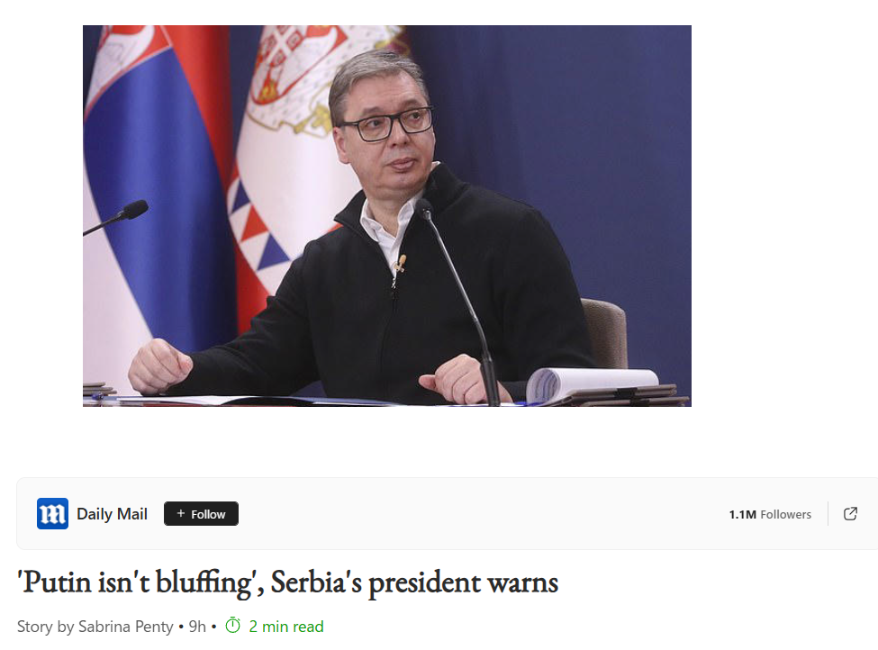 Serbia Putin is Not Bluffing