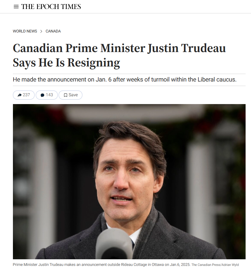 At Last Trudeau Resigns In The Face Of A No-Confidence February Vote ...